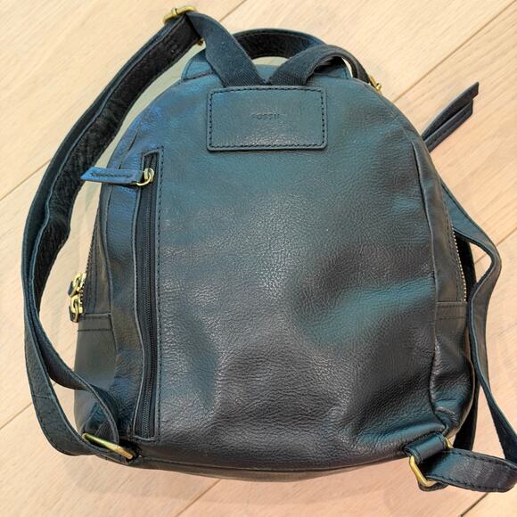 Fossil Megan Women\'s Mini Backpack Black Pebbled Leather Shoulder Bag Purse main image 6